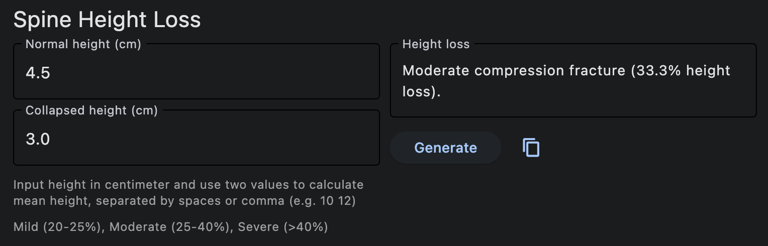 Spine height loss